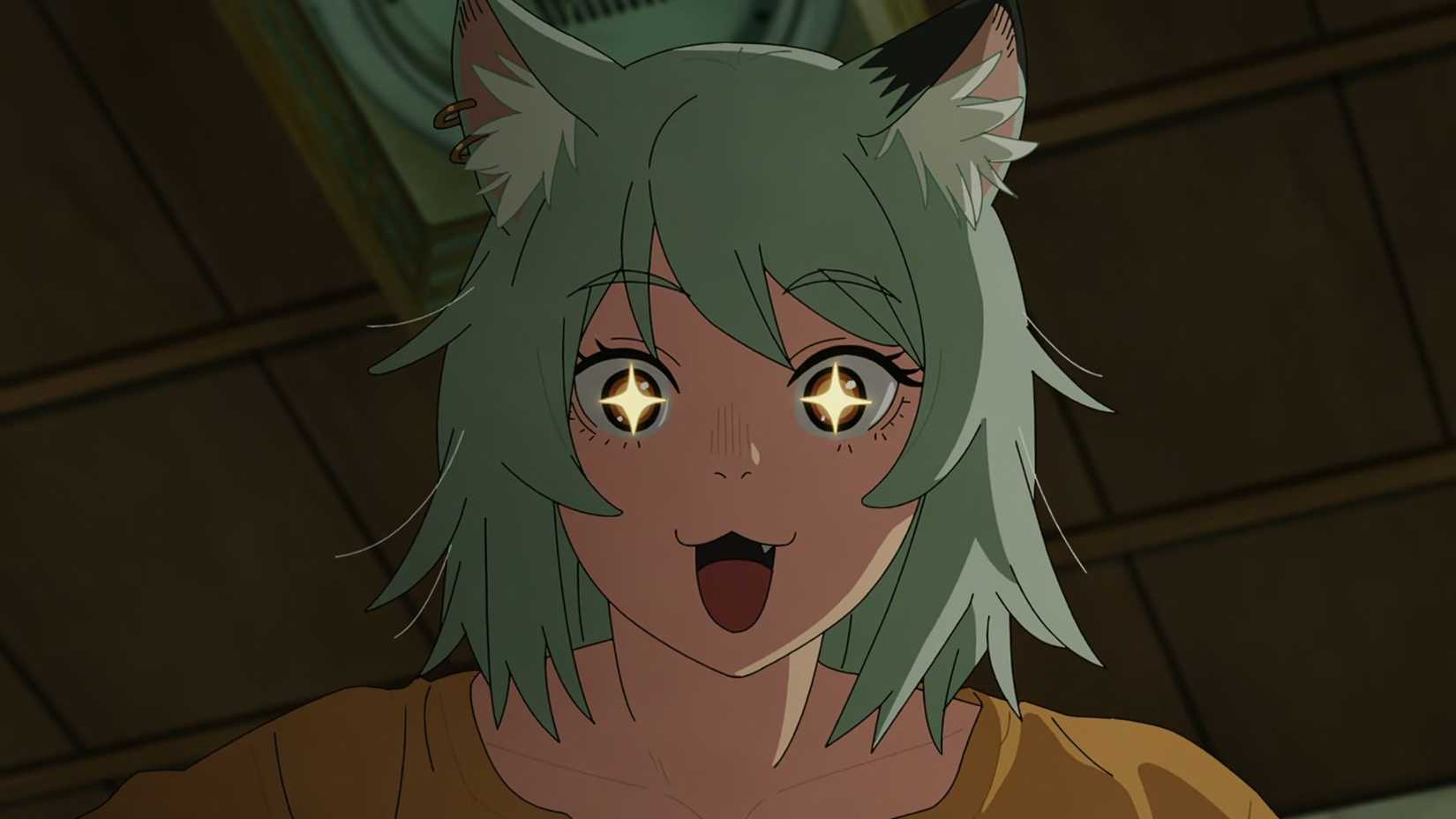 Yaniko with big, excited eyes in Chainsmoker Cat.