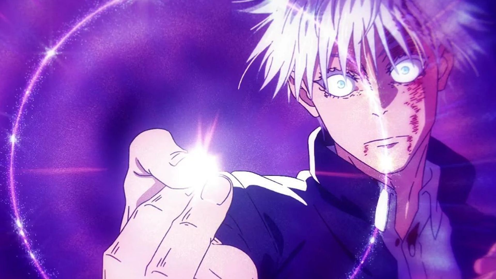 Gojo uses Hollow Purple on Toji in Jujutsu Kaisen.