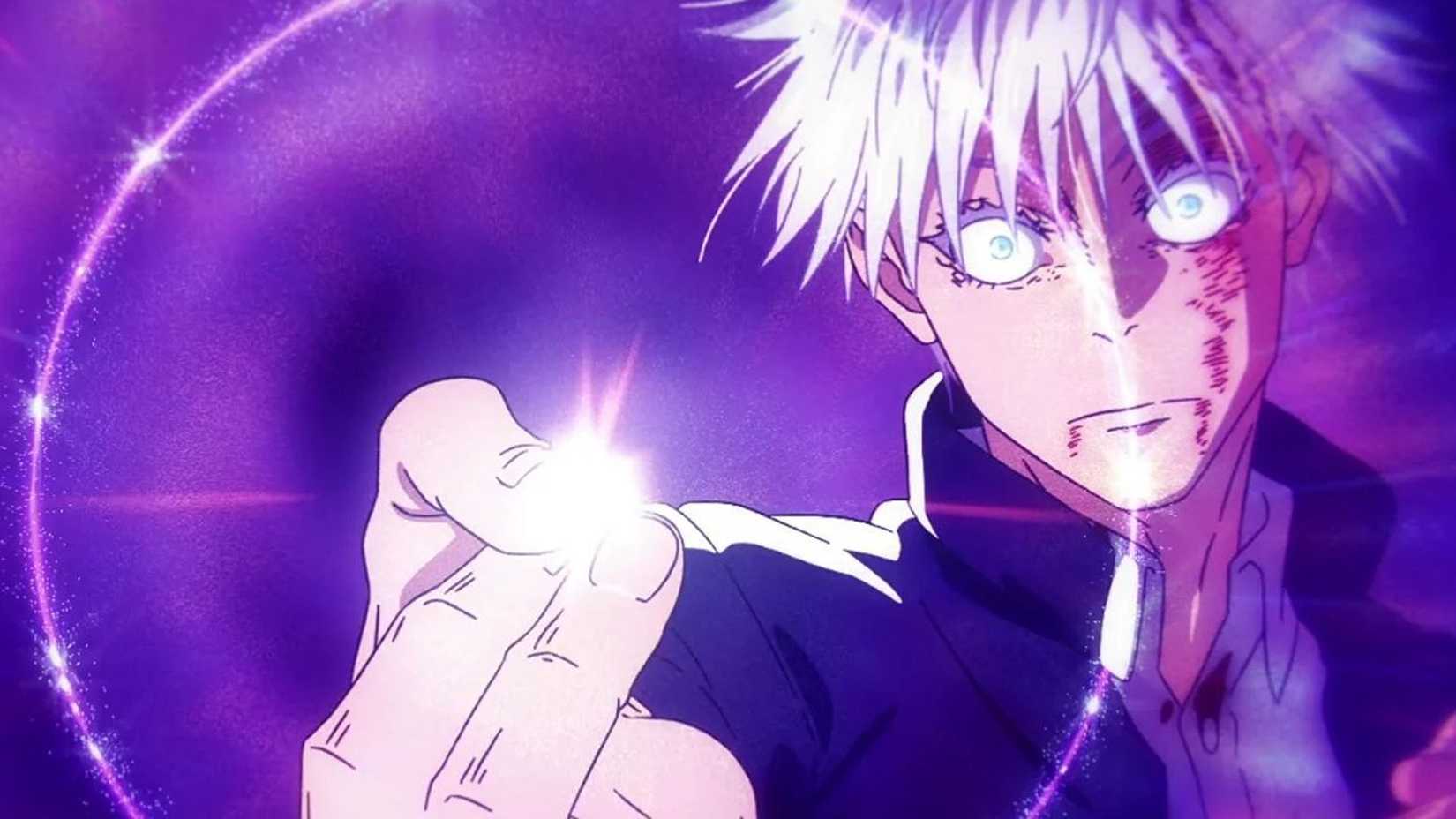 Gojo uses Hollow Purple on Toji in Jujutsu Kaisen.