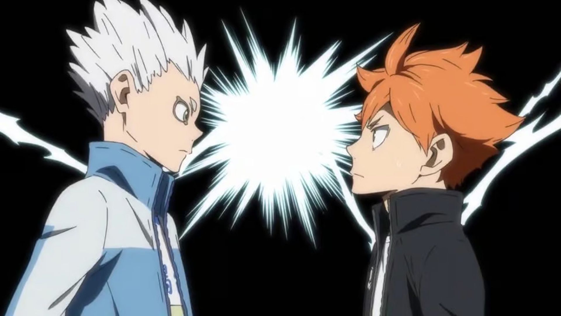 Hinata facing Korai in Haikyuu!!