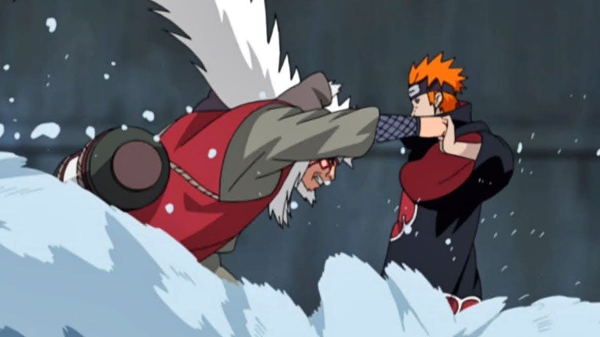 Jiraiya vs Pain in Naruto Shippuden.