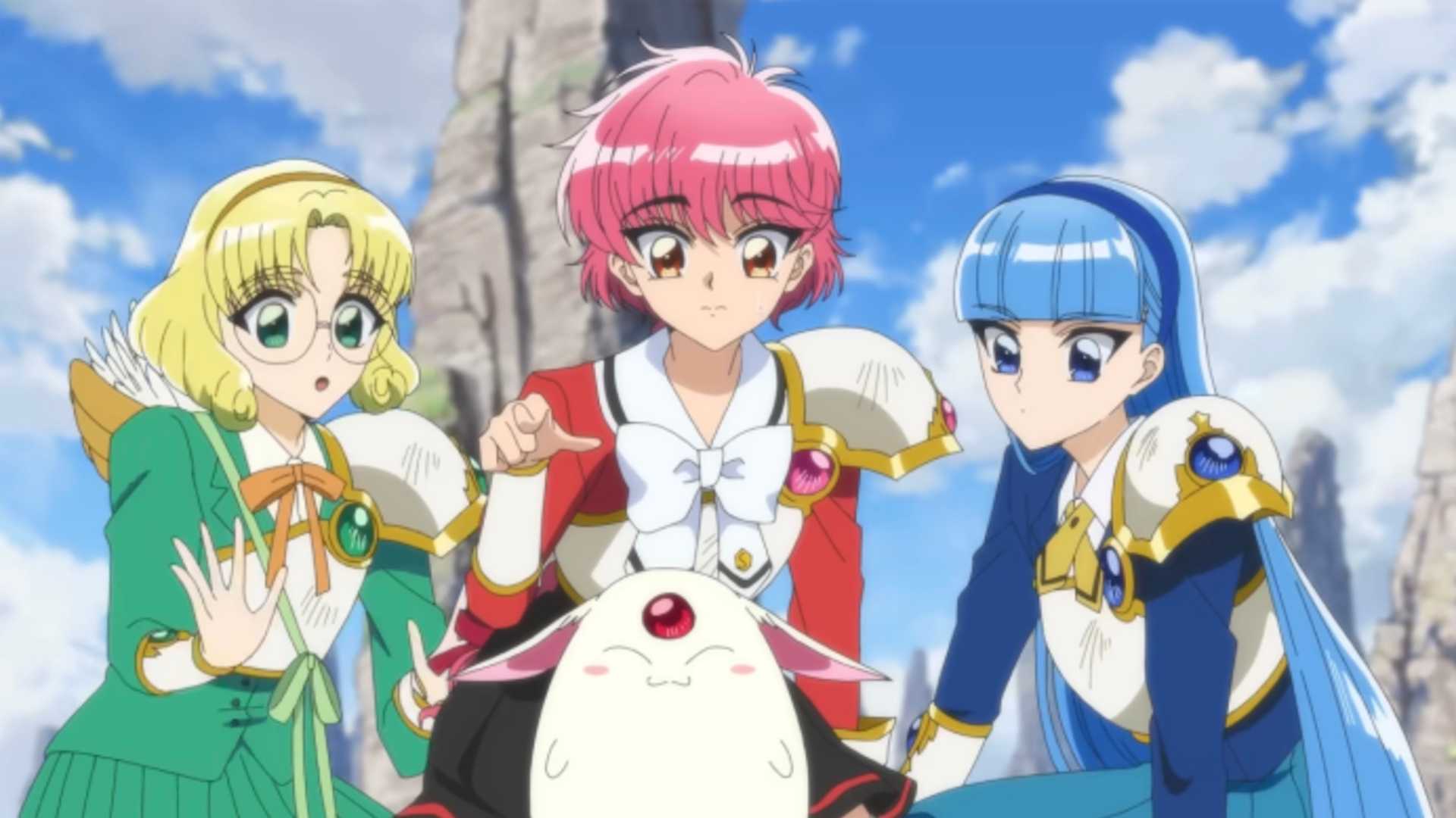 Fuu, Hikaru, and Umi are amazed in Magic Knight Rayearth (2026).