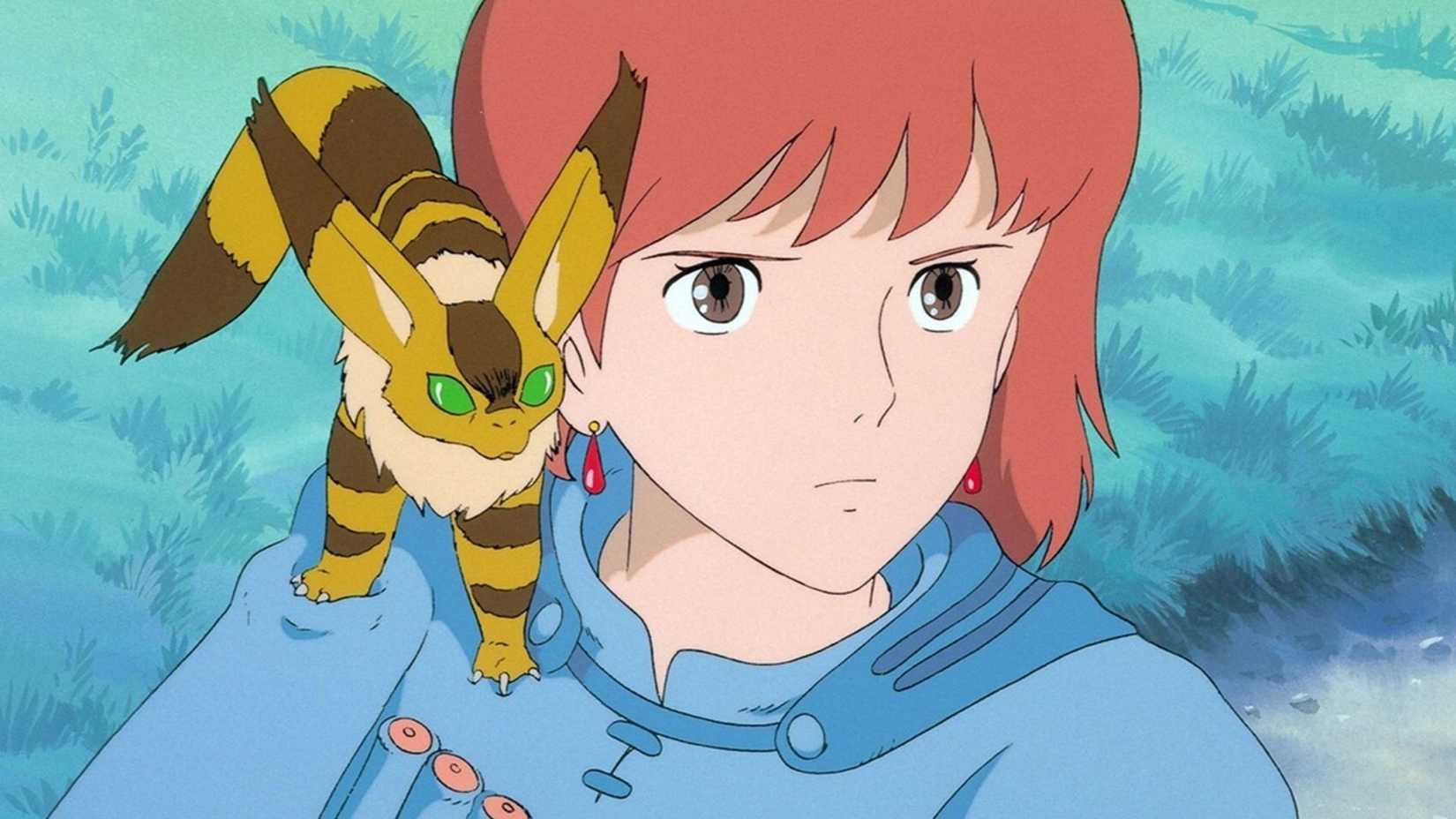Nausicaä with Teto on her shoulder in Nausicaä of the Valley of the Wind