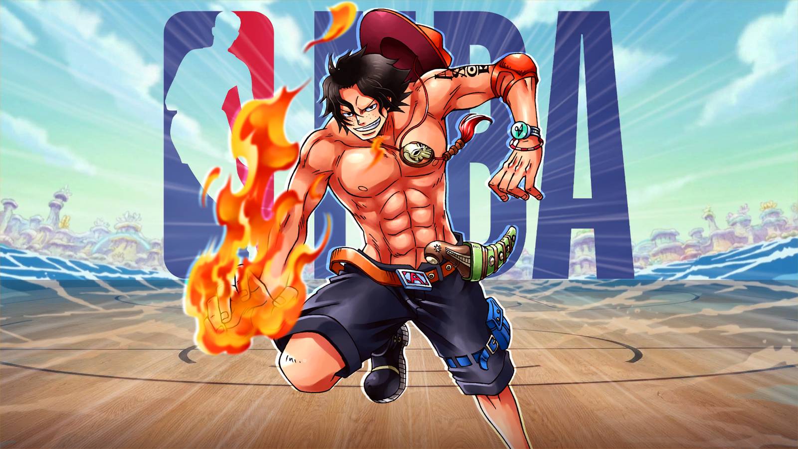 One Piece Unveils Portgas D. Ace's New York Knicks Design in Official NBA Crossover