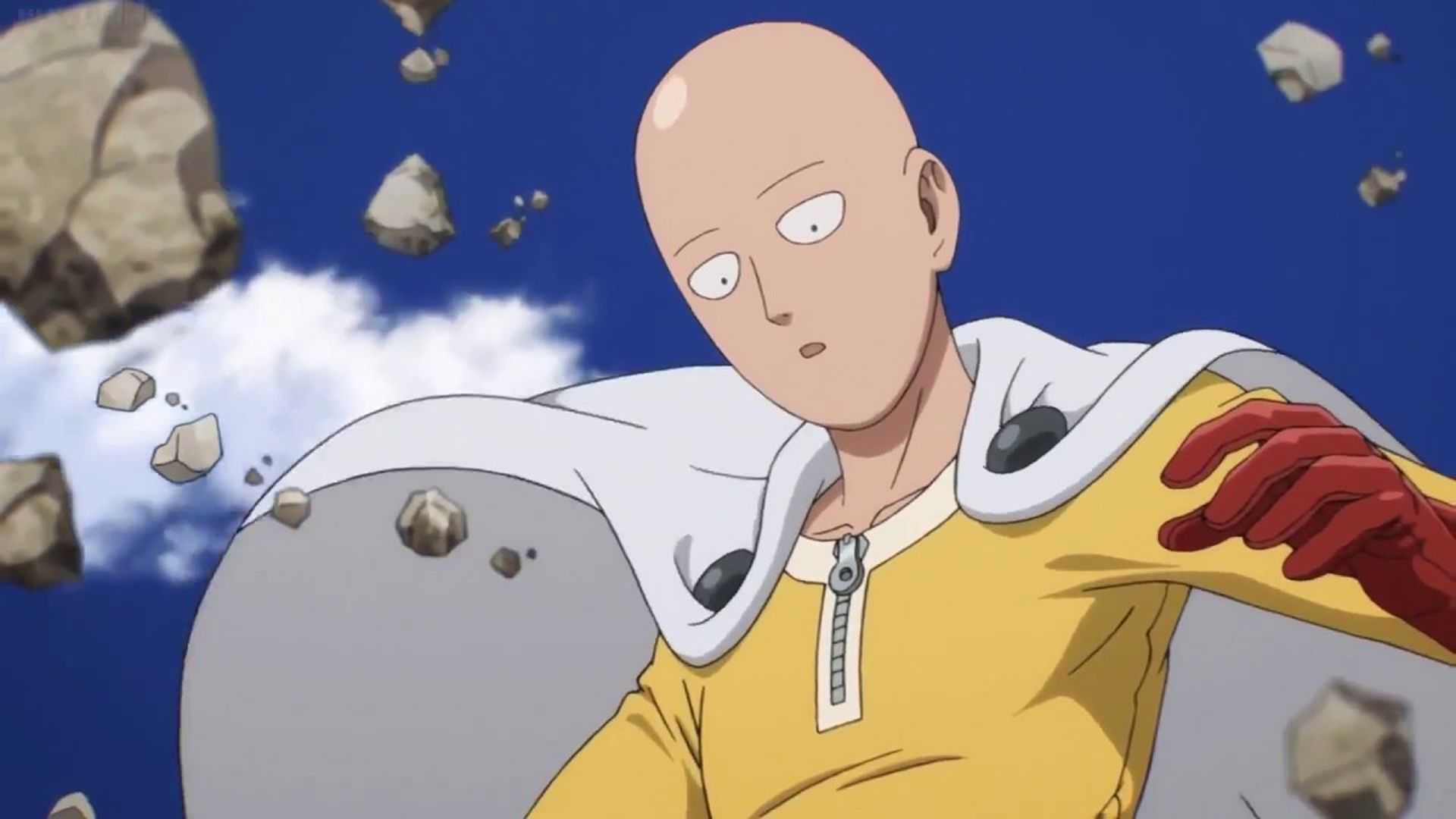 Saitama during his fight with Genos in One Punch Man