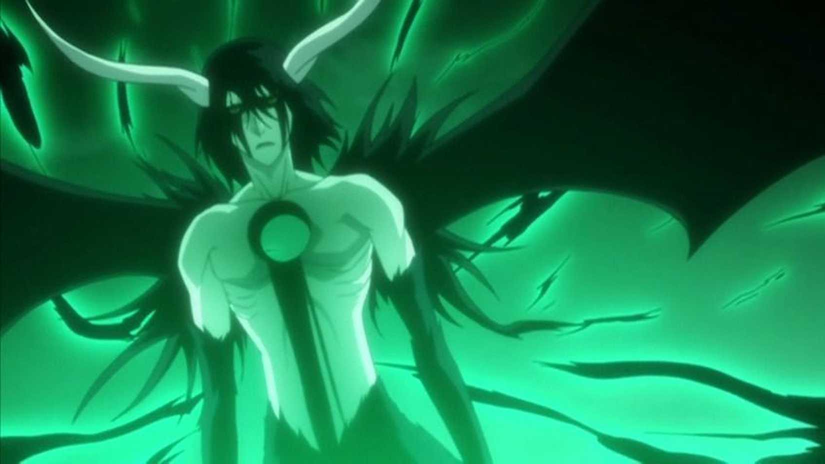 Ulquiorra releases his Resurrection Segunda Etapa against Ichigo in the Bleach anime.