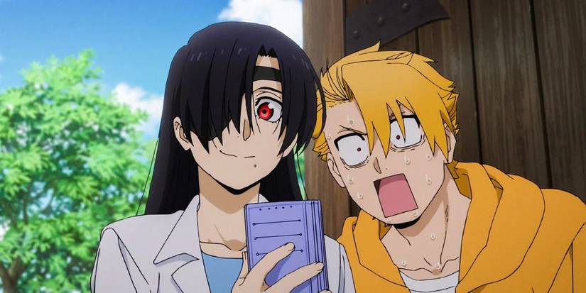 Yuru shocked by Asa's smartphone in Daemons of the Shadow Realm