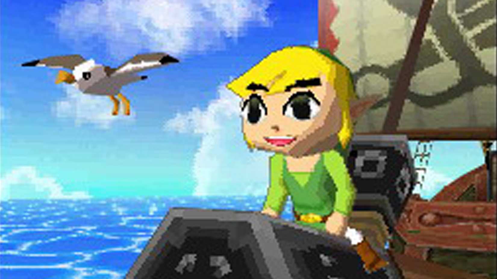 Link sailing the waters in The Legend of Zelda: Phantom Hourglass game