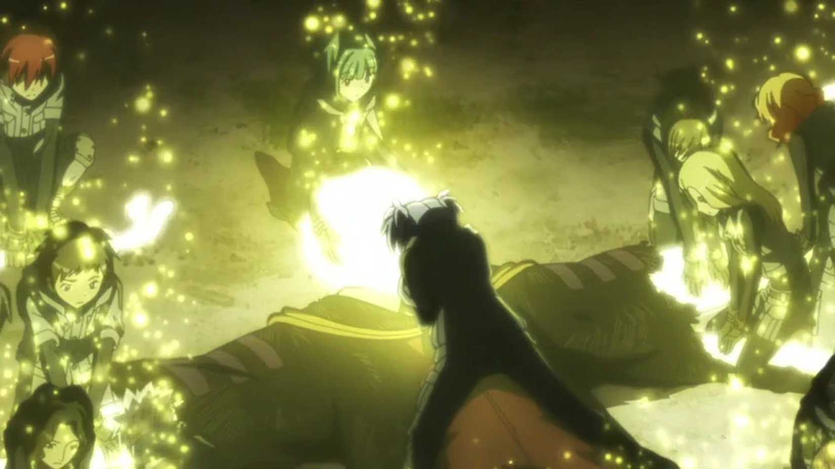Nagisa stabs and kills Koro-sensei in Assassination Classroom.