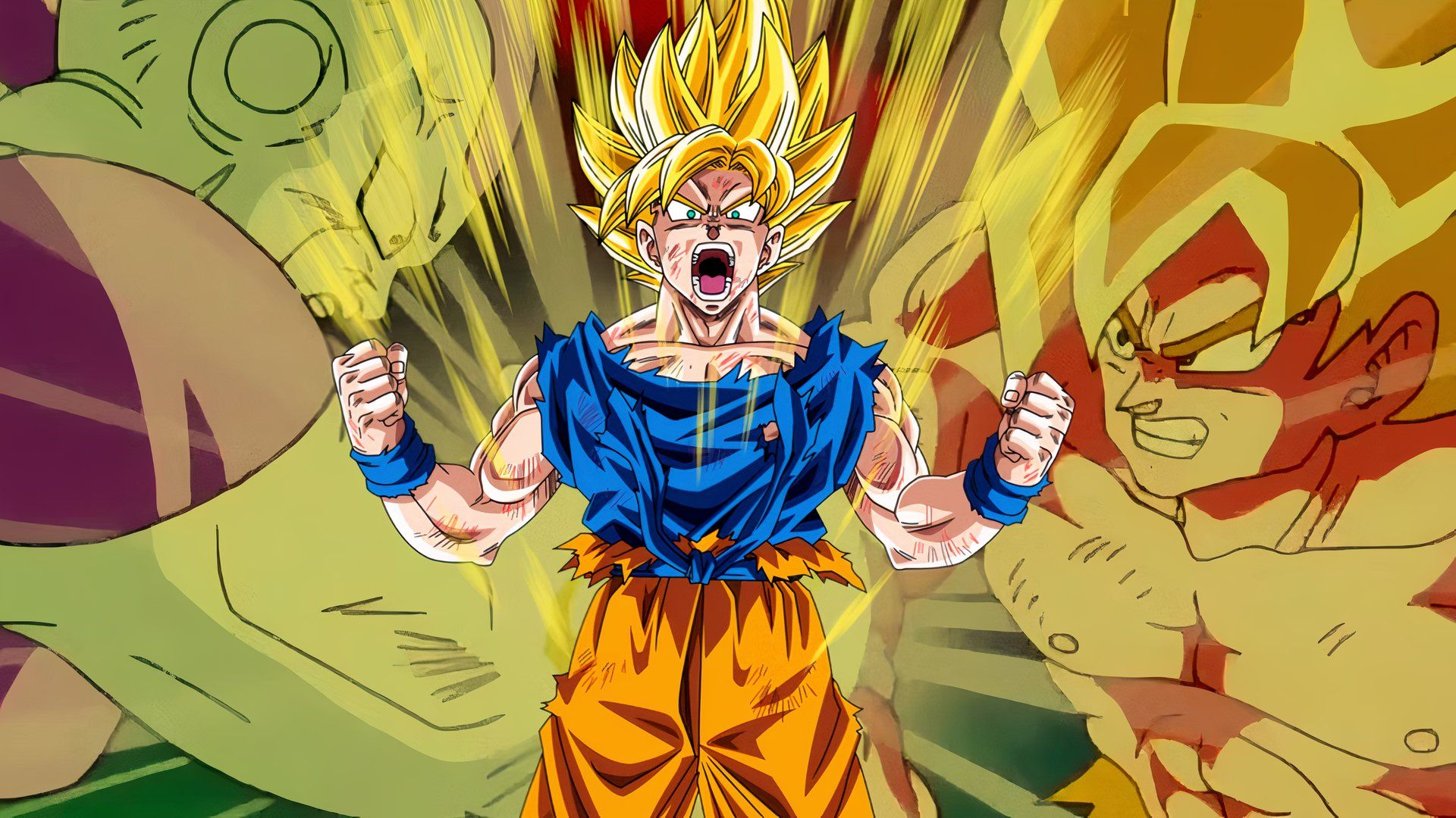Goku's first super saiyan transformation