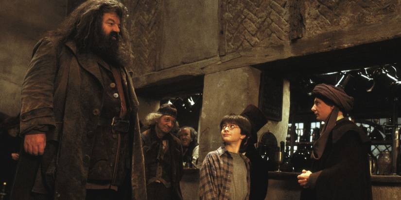Hagrid introduces Harry to Professor Quirrell in Harry Potter and the Sorcerer's Stone