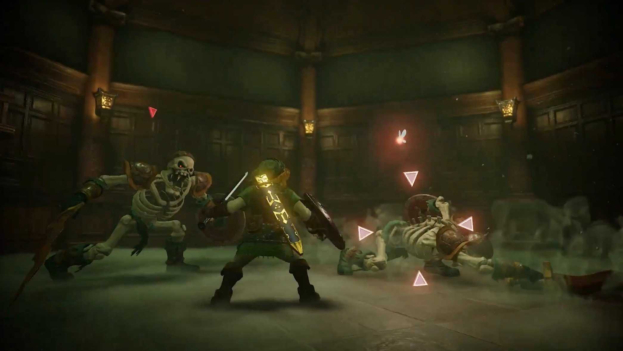 Link battles Stalfos in the Legend of Zelda: Ocarina of Time on Switch 2