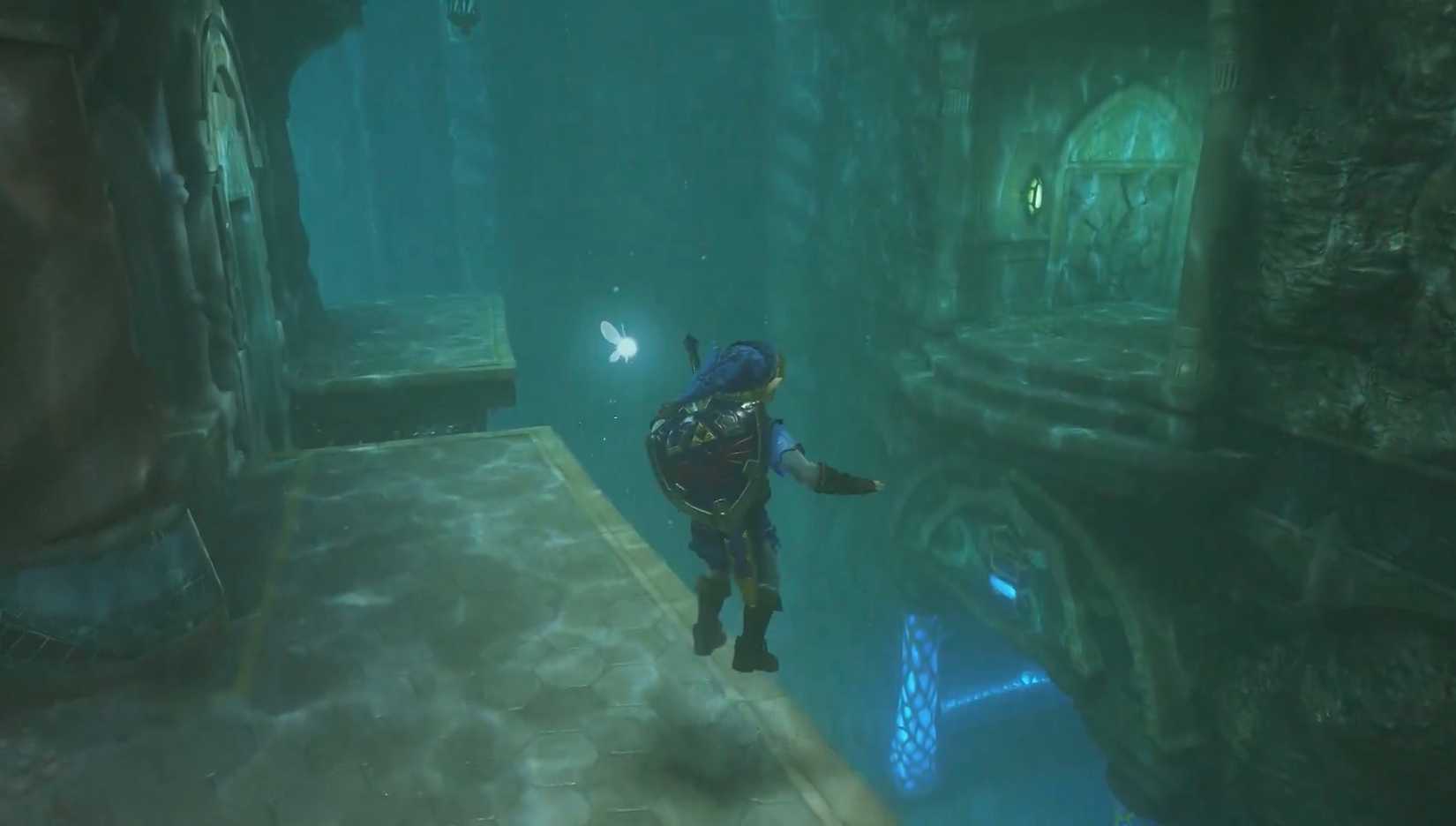 Link swims in the Water Temple in the Zelda: Ocarina of Time Switch 2 remake