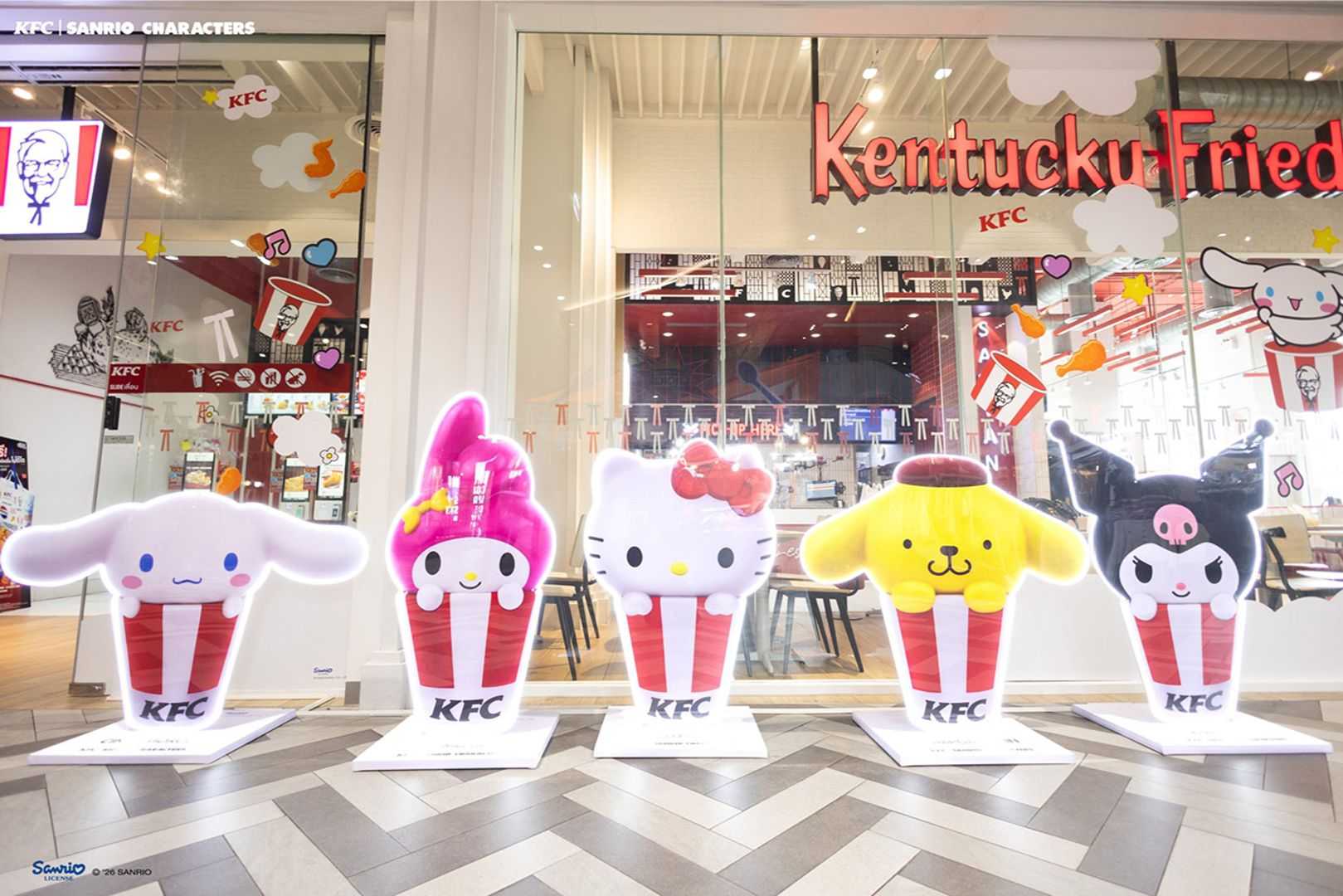 A KFC Thailand location decorated for the release of the KFC | SANRIO CHARACTERS collection.