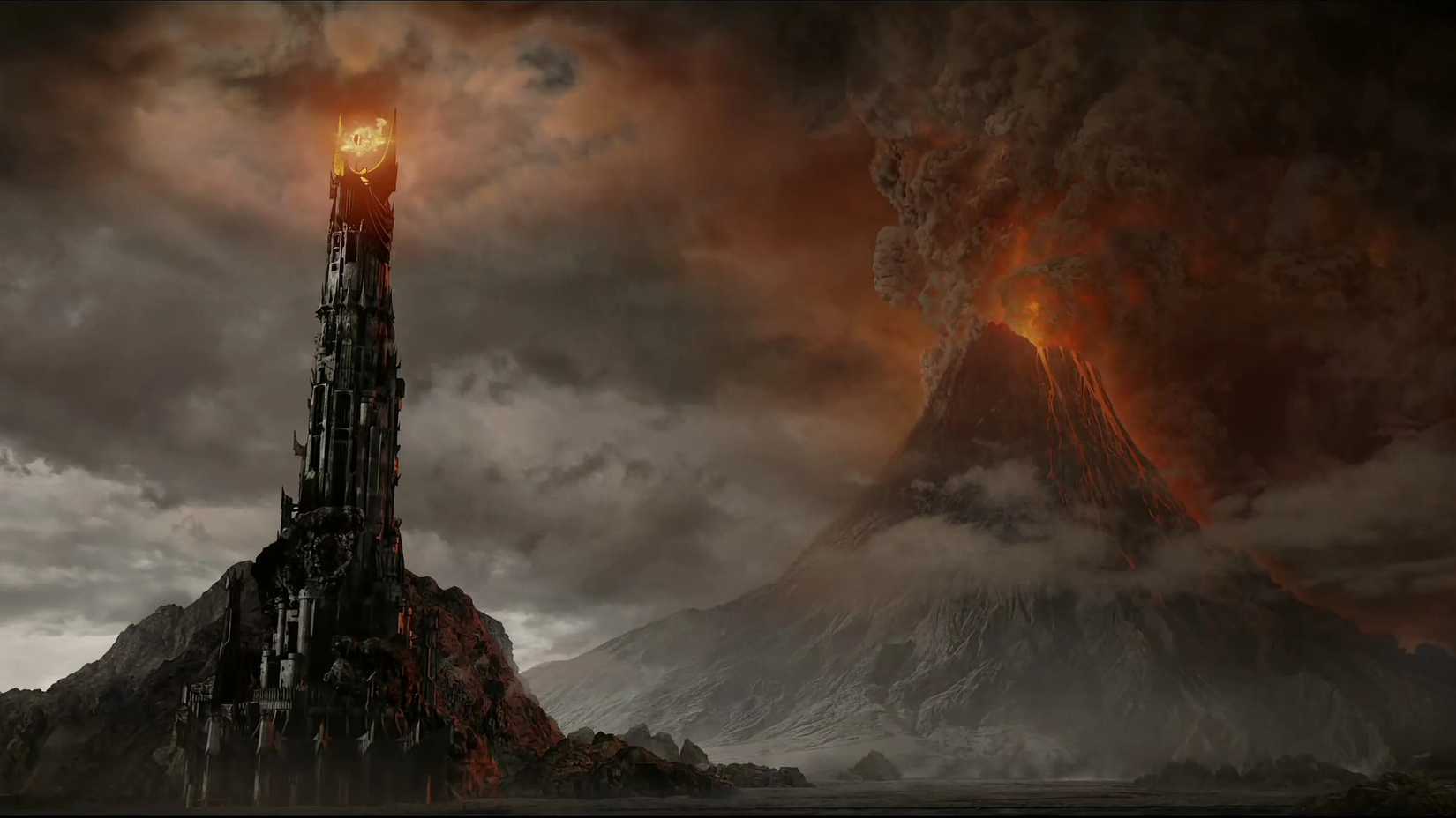Barad-dur and Mount Doom in The Lord of the Rings