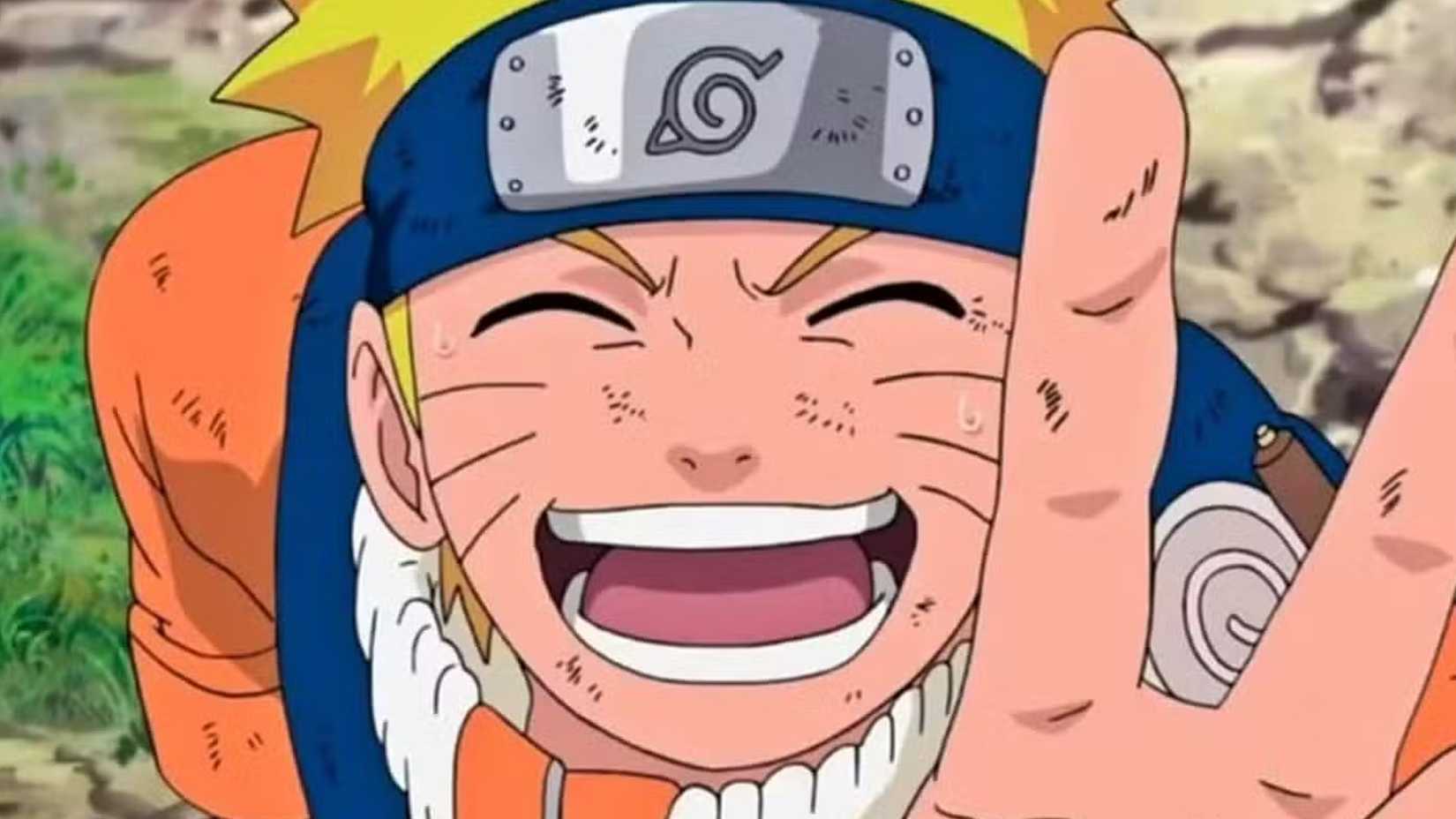 Naruto Grinning in the anime after saying dattebayo