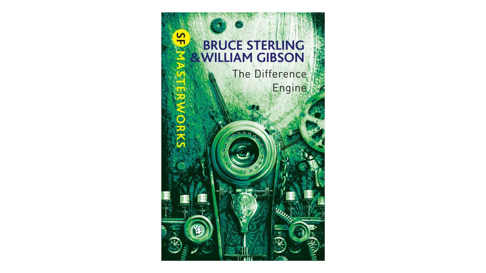 The Difference Engine by Bruce Sterling & William Gibson book cover on a white background