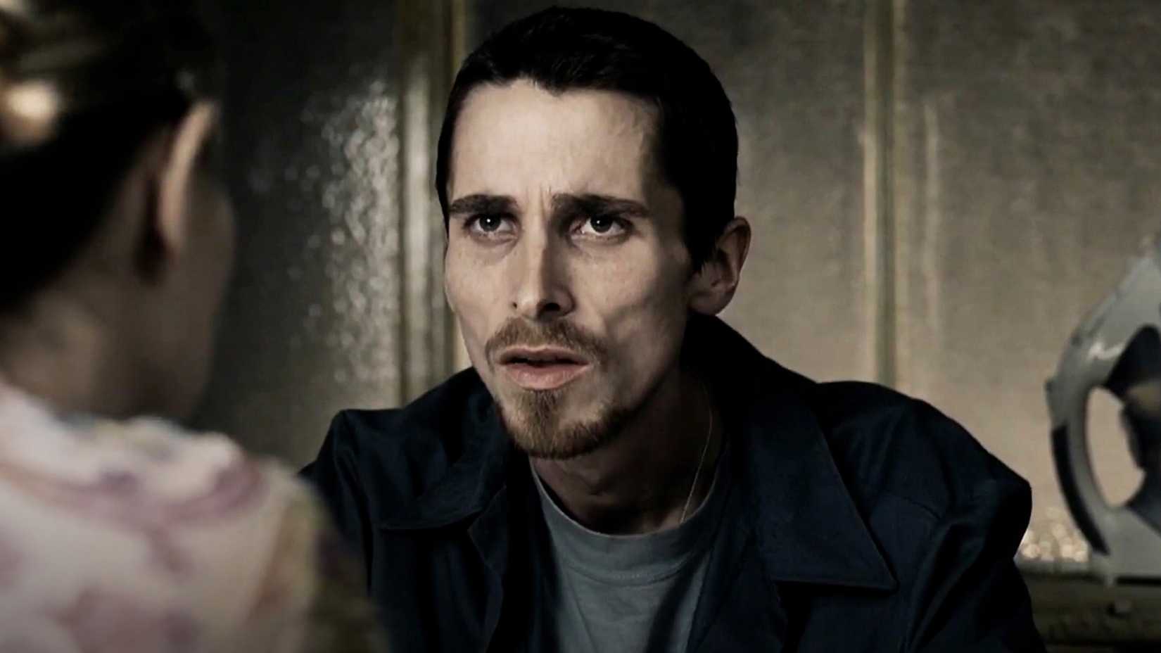 Christian Bale as Trevor looks gaunt in The Machinist.