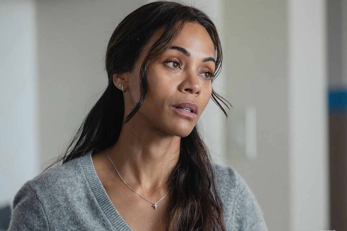 Zoe Saldana Lioness actress on set of Paramount Plus spy thriller