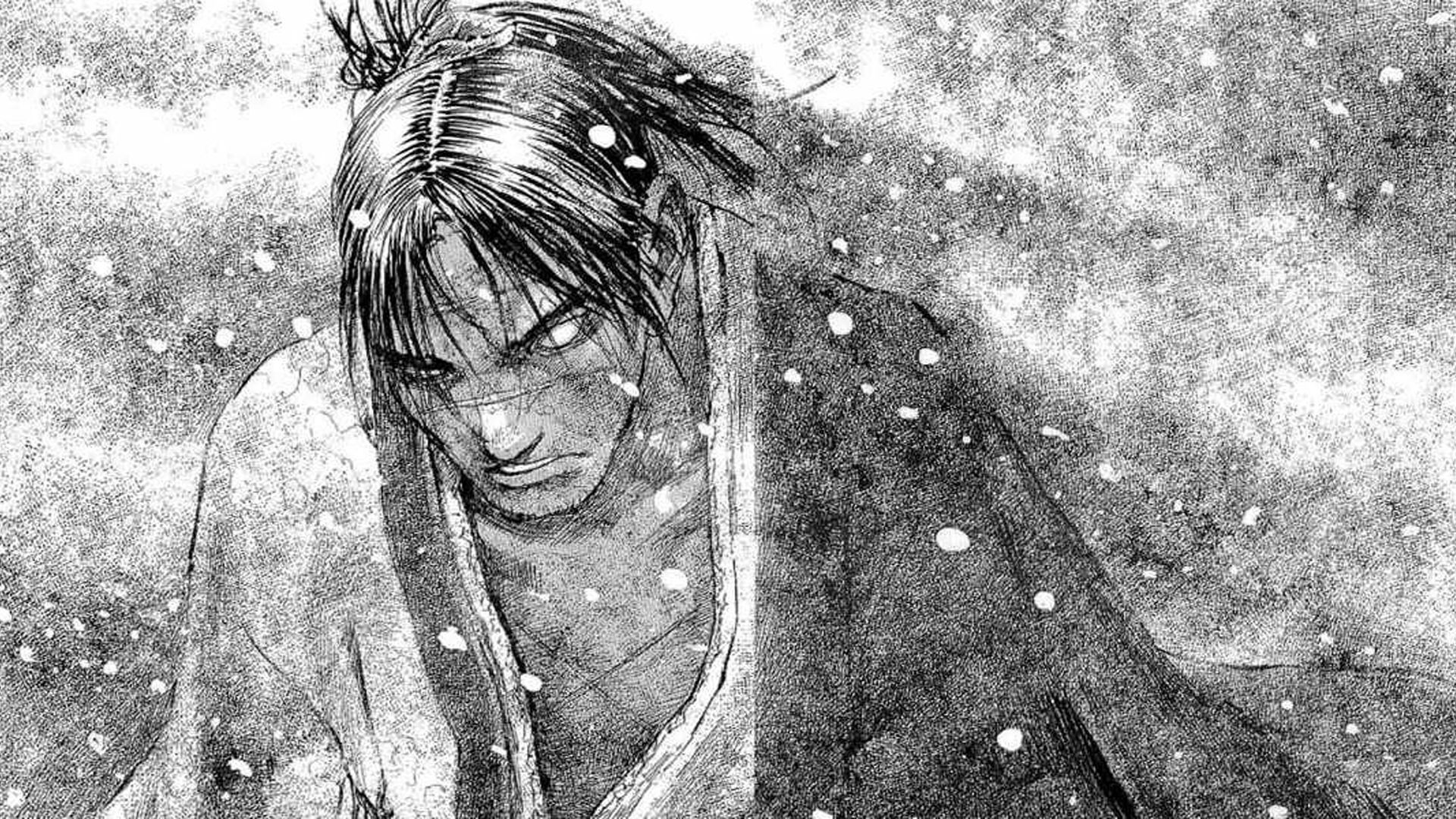 Manji in the snow in Blade of the Immortal manga.