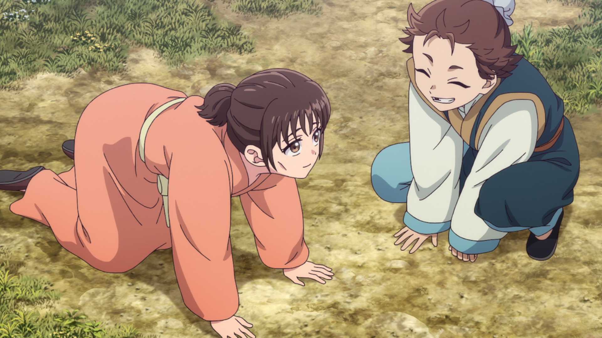 Chou-u playing with the little girl after her recovery in The Apothecary Diaries-2