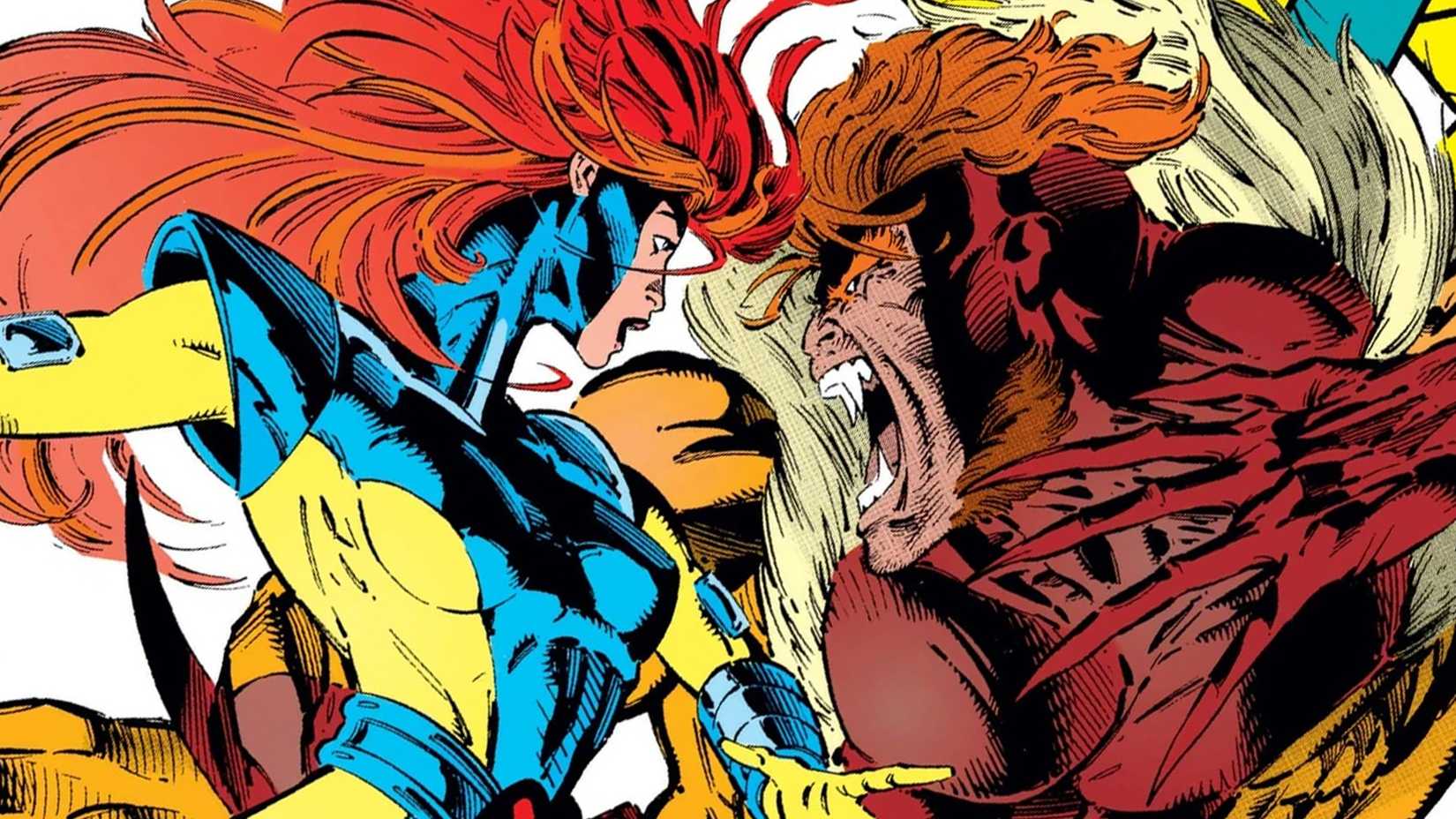 Jean Grey facing Sabretooth on the cover to X-Men 28