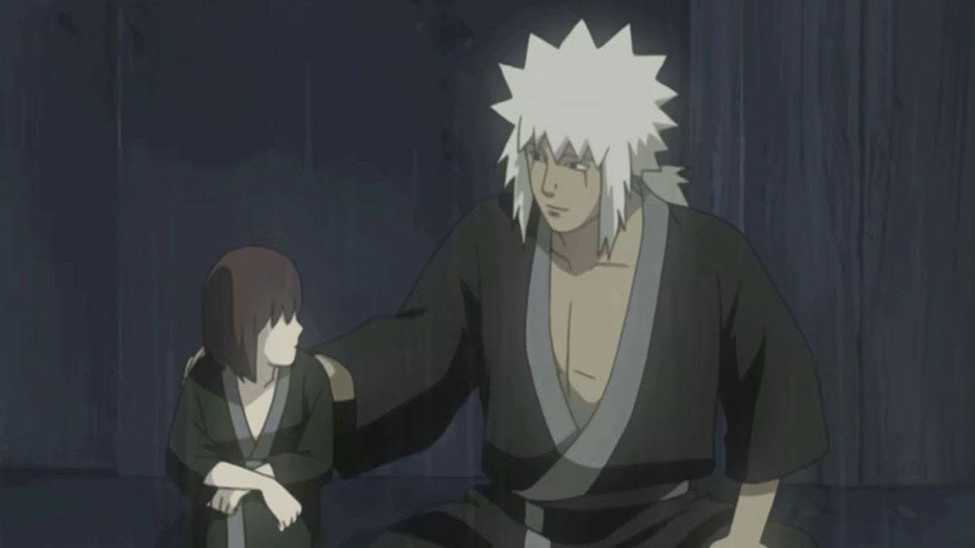 Jiraiya and young Nagato in Naruto: Shippuden