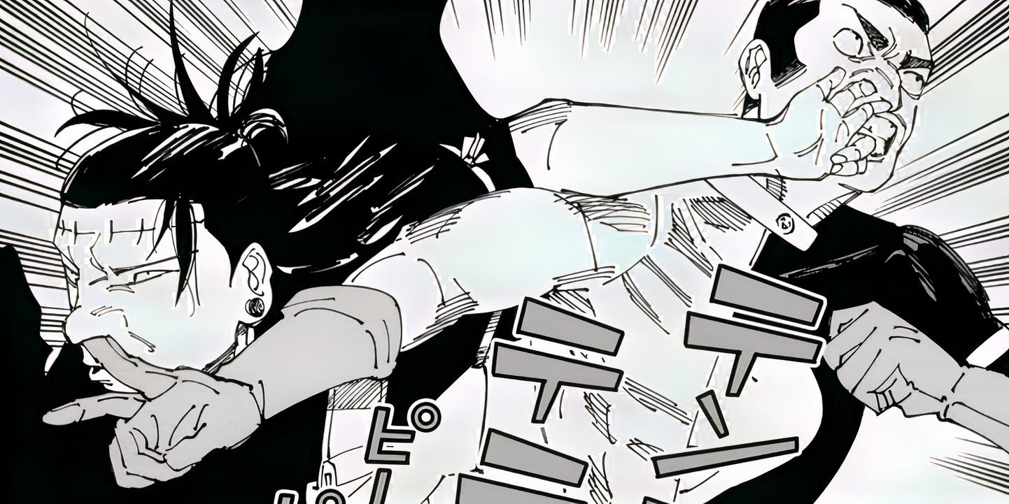 Kenjaku and Takaba stick their fingers in each other's nostrils