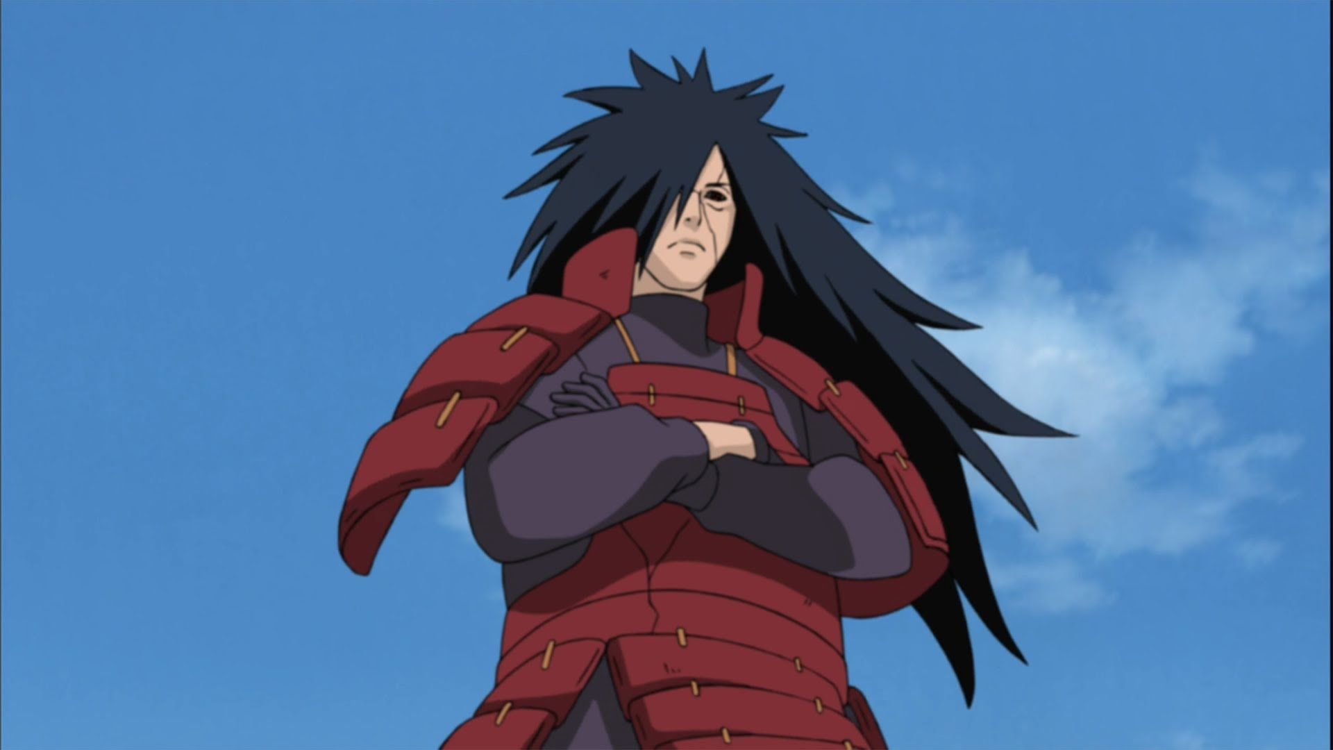 Madara Uchiha looks down in Naruto: Shippuden