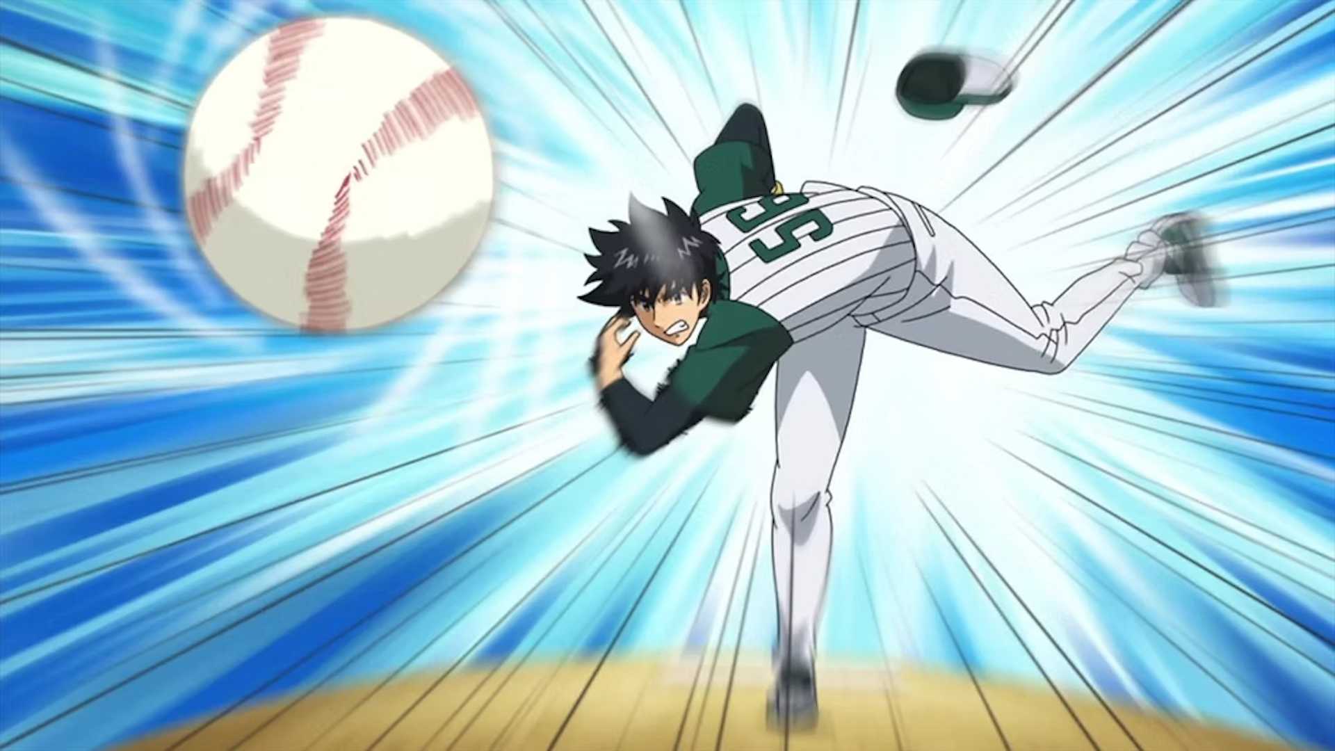 Adult Goro throws a pitch in Major.