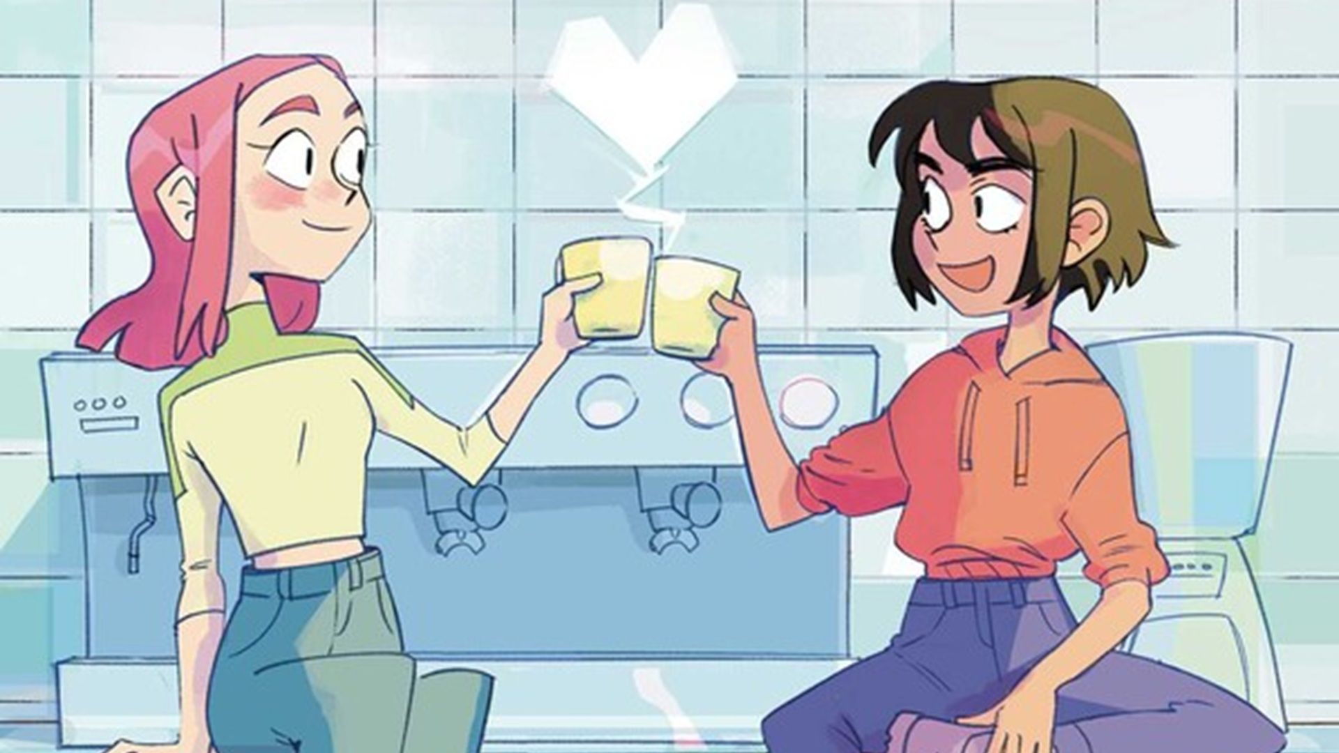 Two women share coffee