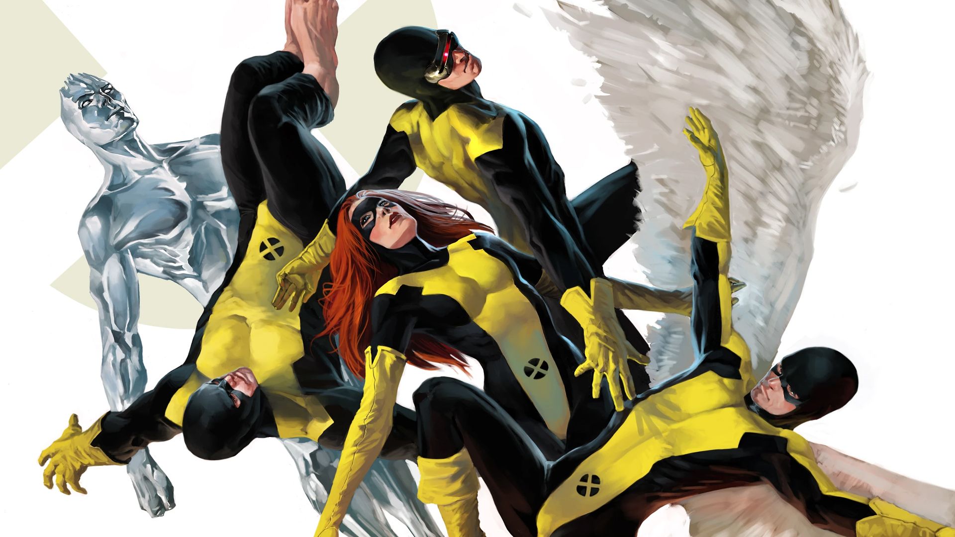 The original five X-Men in the reimagined training uniform from First Class