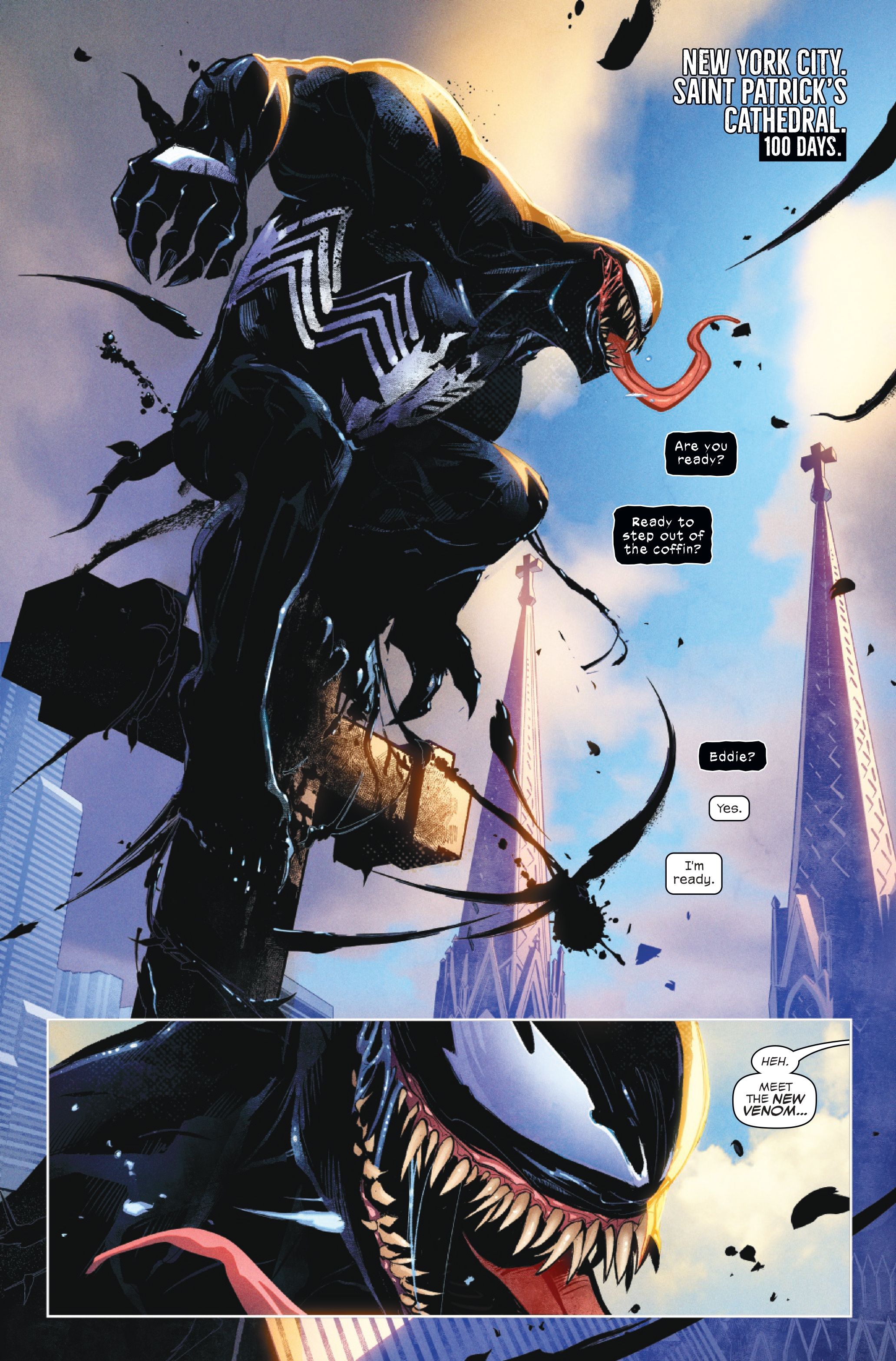 Venom sits on a perch