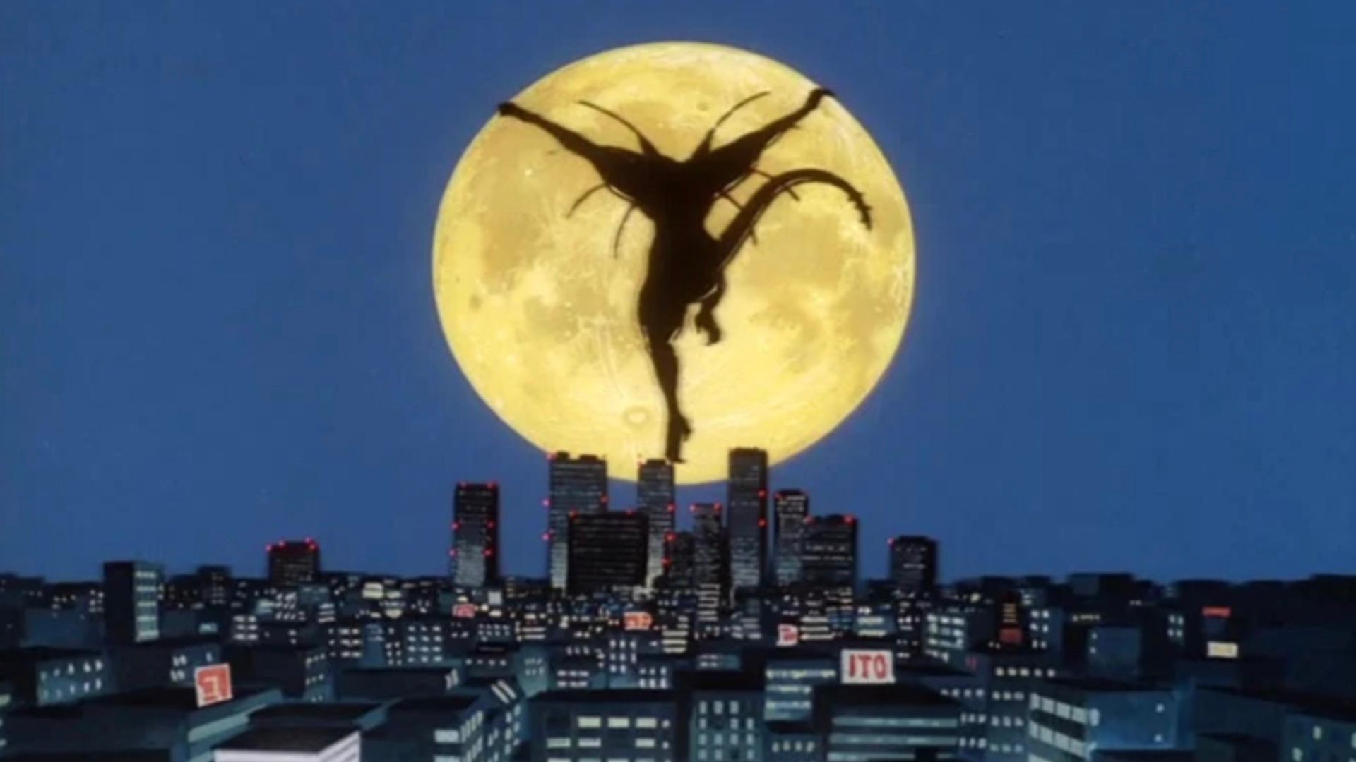 A demon jumps in front of the full moon in Bio Hunter.
