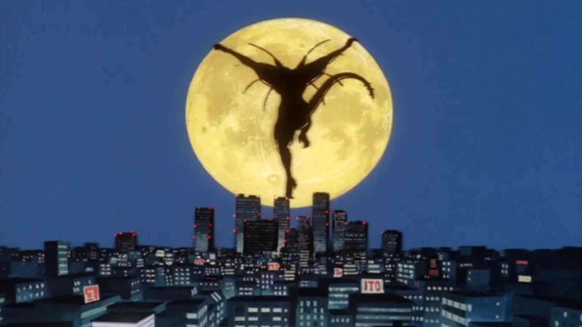 A demon jumps in front of the full moon in Bio Hunter.