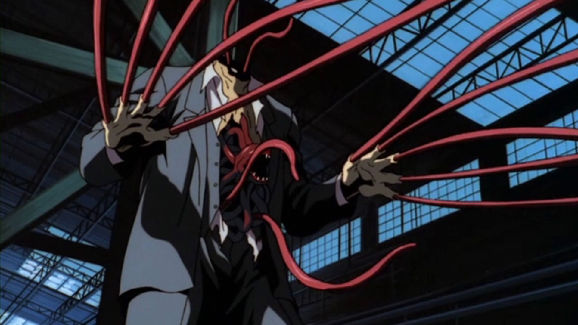 Veins shoot out of a demon in Bio Hunter.