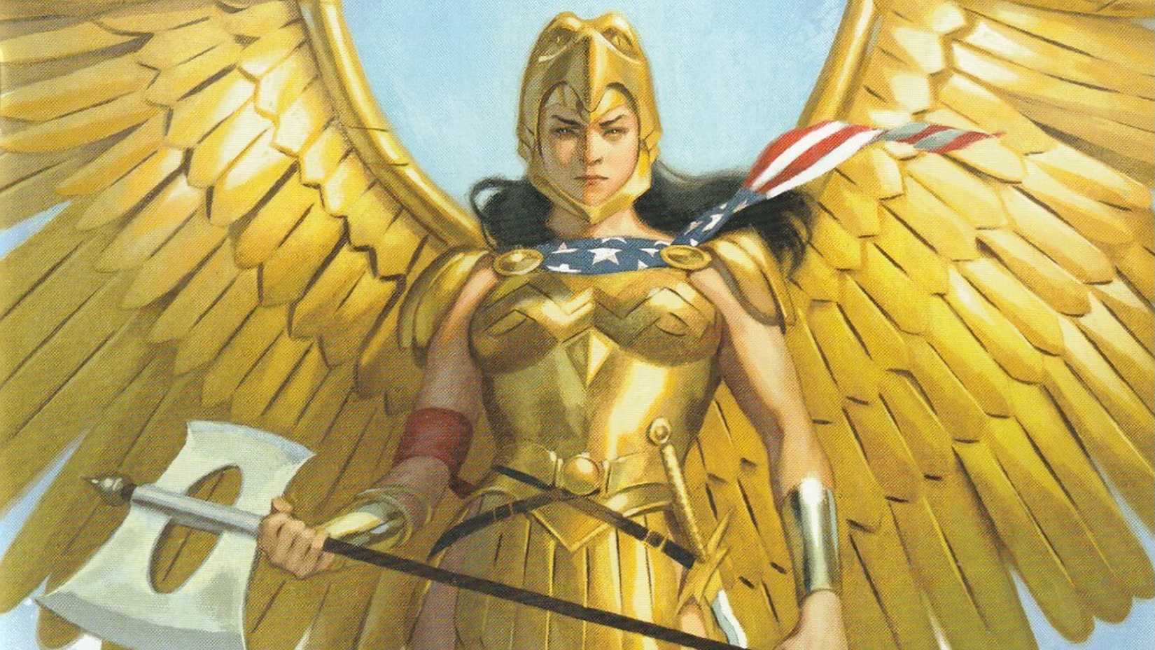 Wonder Woman in her Golden Eagle armor from a variant comic cover