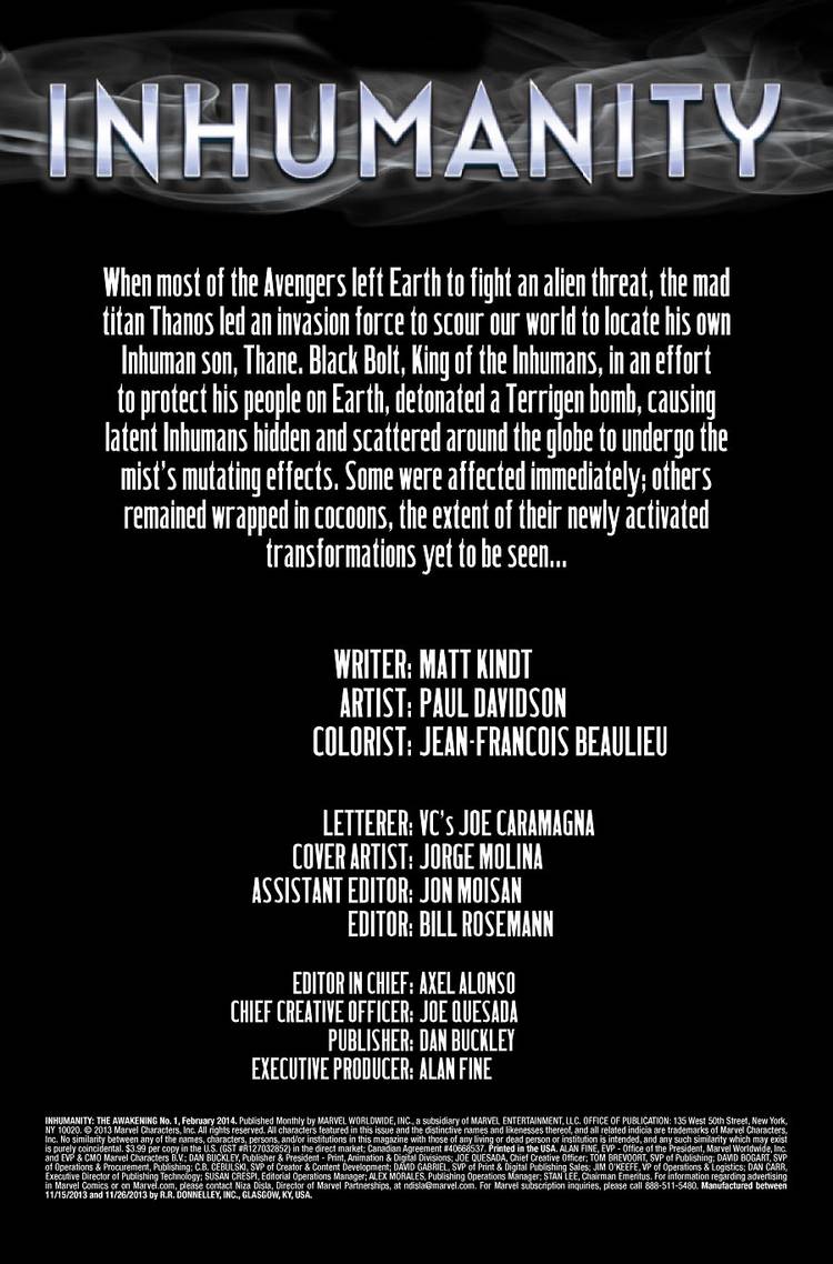 Inhumanity Theme Inhumanity: The Awakening #1