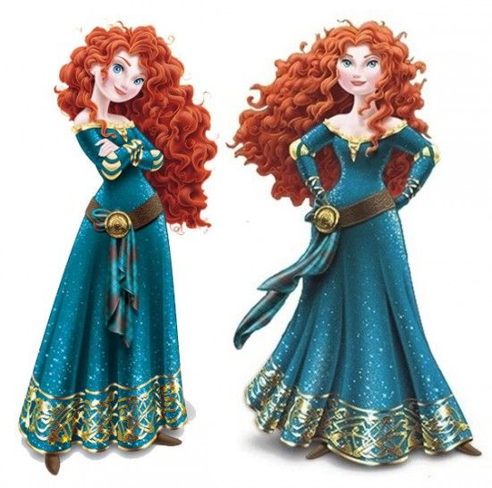 disney princess red hair blue dress Beautiful cartoon princess with red hair wearing blue ball dress sitting on stone bench