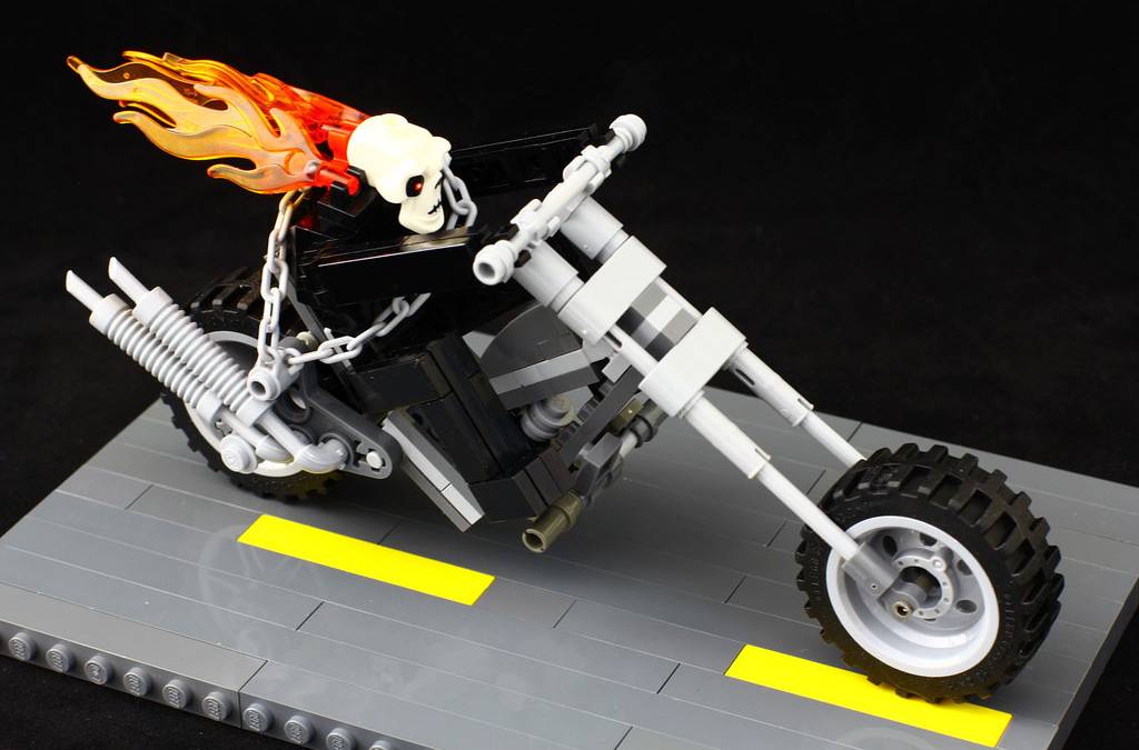 Fiery LEGO Ghost Rider hits the bricks on classic ride