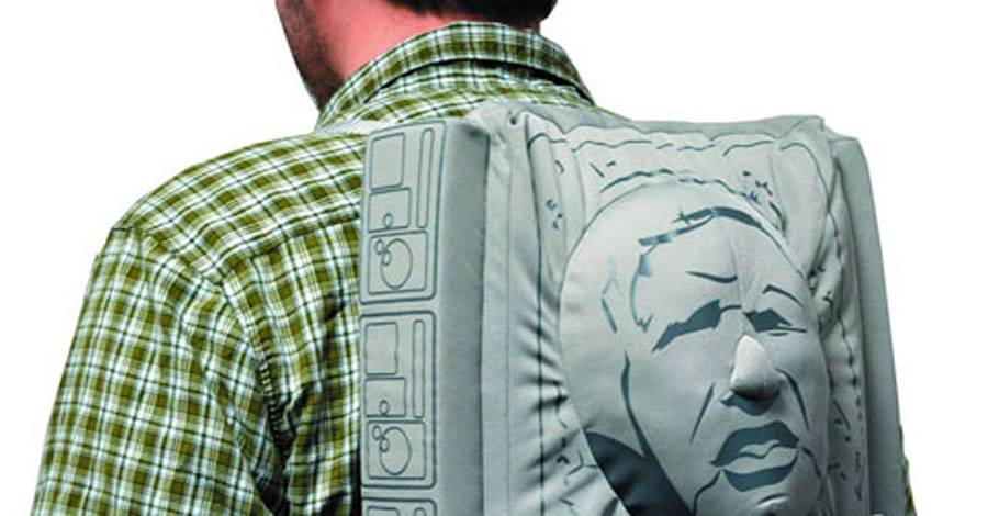 Your books should be well-protected in this Han Solo in carbonite backpack