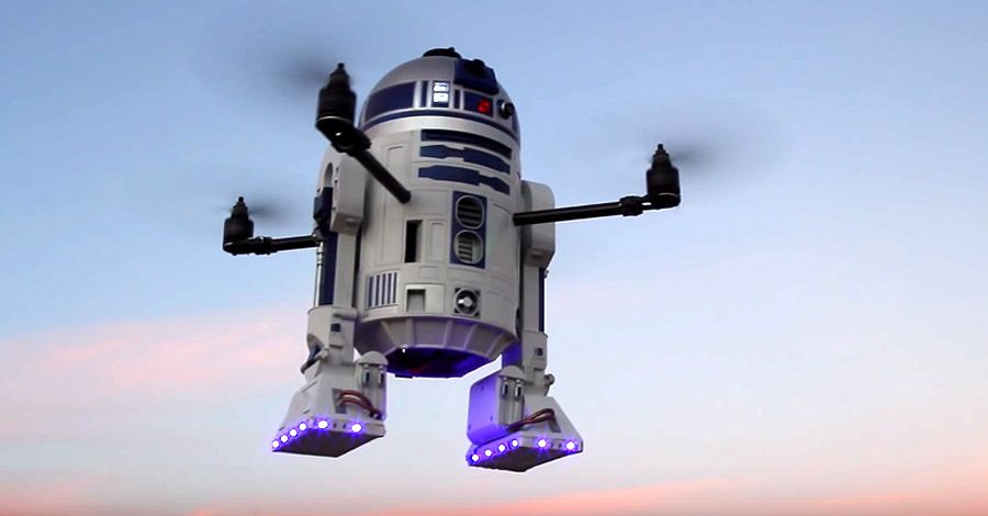 R2-D2 awakens as a high-flying custom drone