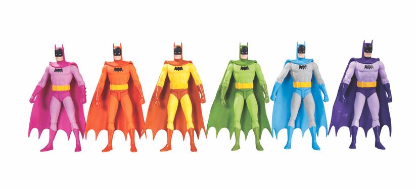 Rainbow Batman figures will add a splash of color to any Batcave