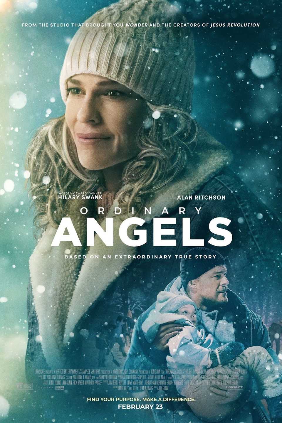 Póster de la película Ordinary Angels con Hilary Swank y Alan Ritchman
