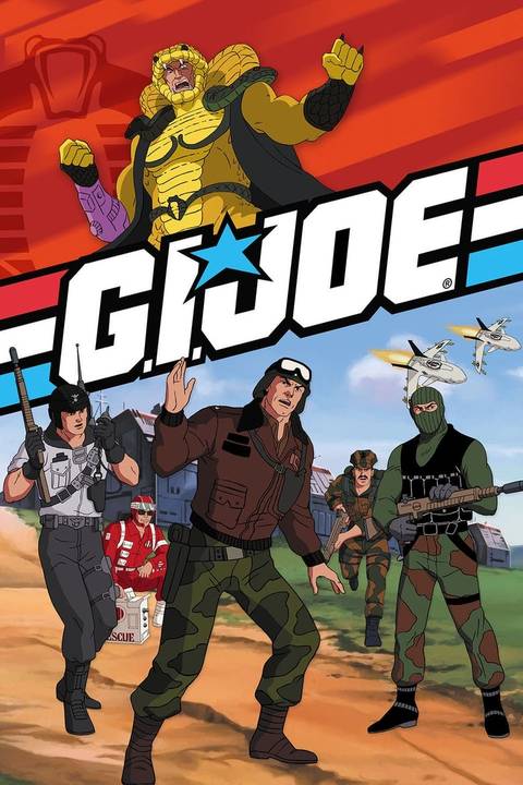 The Cobra Commander is depicted above various G.I. Joe soldiers on the poster for the show.
