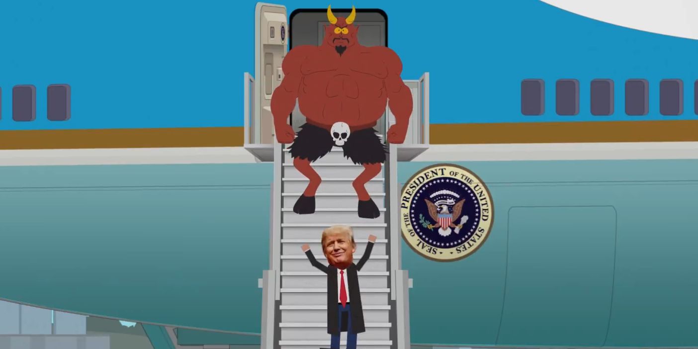 Donald Trump and Satan Departing Air Force One in South Park