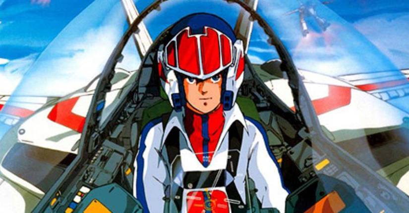 Rick Hunter flies his plane in Robotech